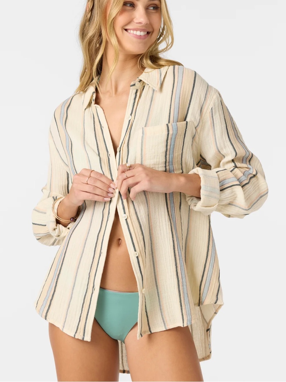 Leni stripe long sleeve button up EUC